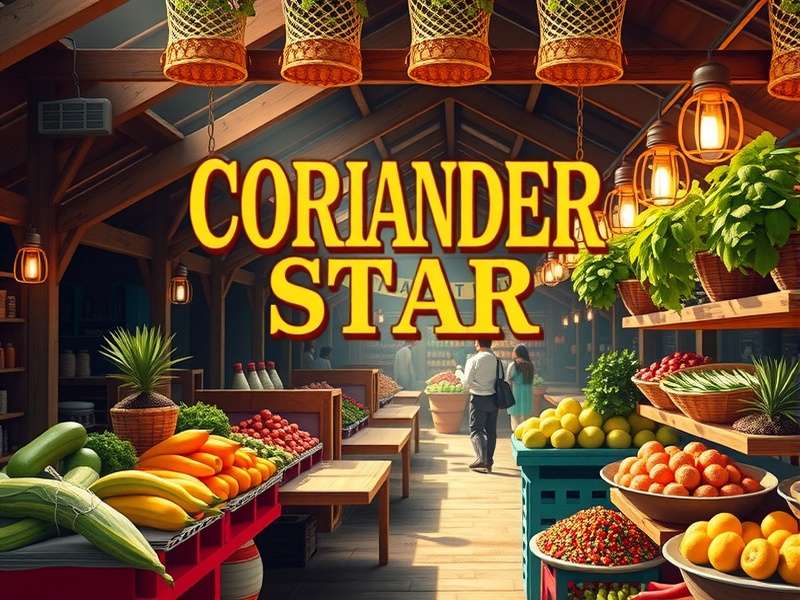 Coriander Star game screenshot showing vibrant Indian marketplace